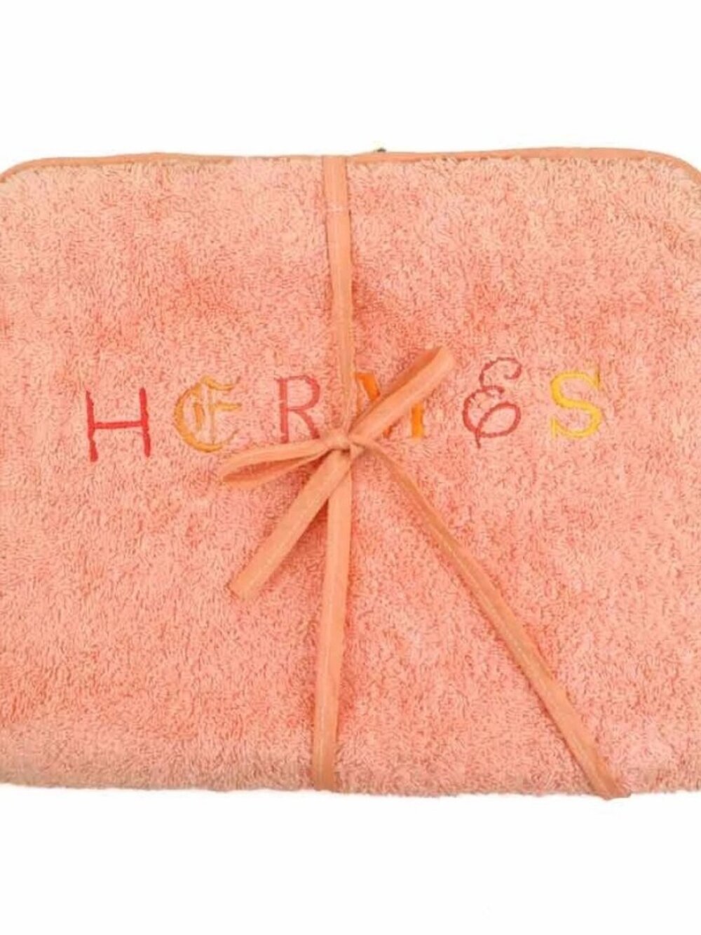 HERMES Travel Pouch Case Orange Pile/Goldtone -